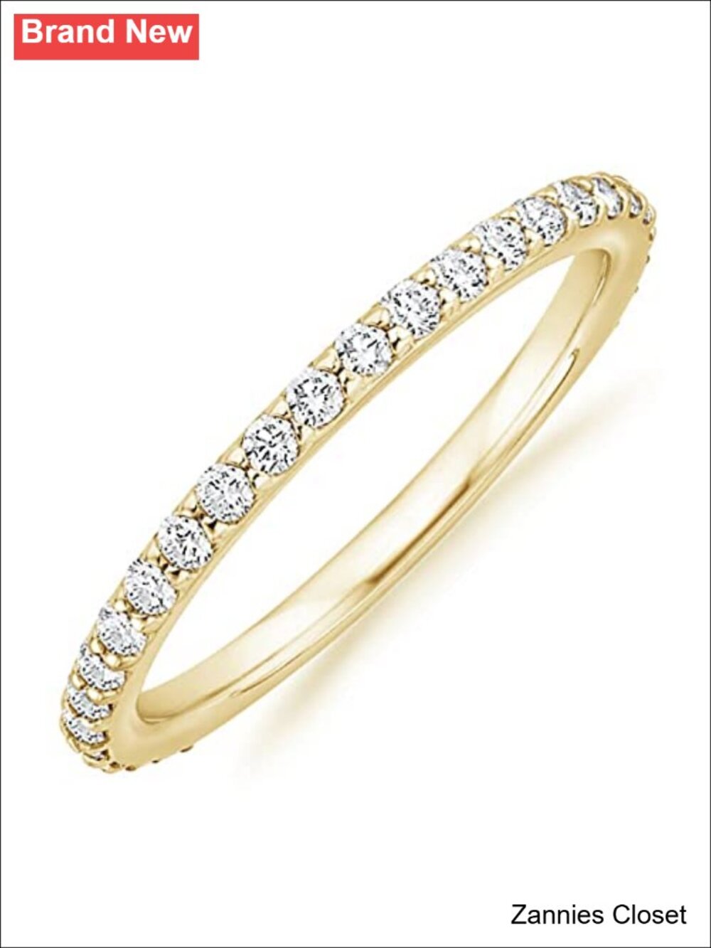 💍 PAVOI 14K Gold Plated Eternity Ring Stackable Cubic Zirconia Band